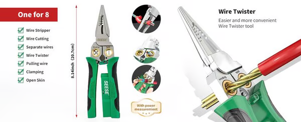 8 in 1 Wire Stripper Twister for Cutting and Pulling Wires