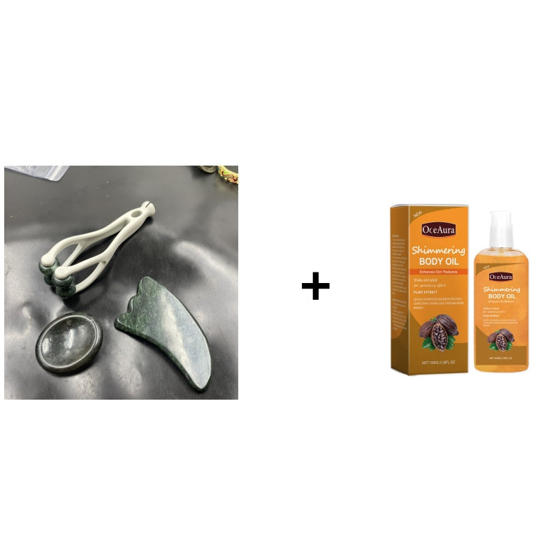 Natural Stone Massage Set: Scraping Board, Finger Clip & Egg-Shaped Massager