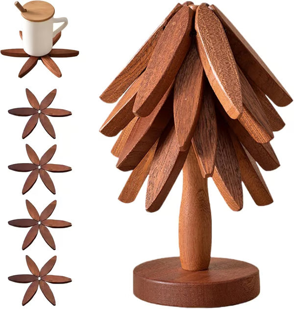 🌲Natural Wooden Tree Trivets for Hot Dishes
