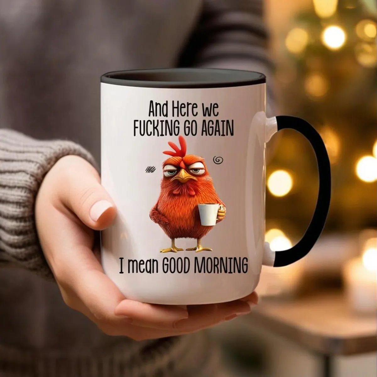 🔥Bestseller🔥 Funny Novelty Mug – Here We F*cking Go Again... I Mean Good Morning 😮💨 Coffee Cup
