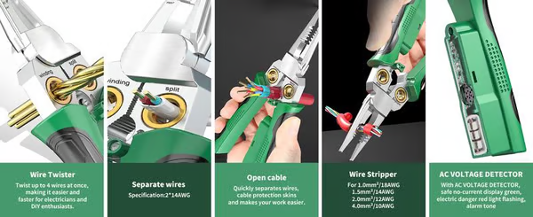 8 in 1 Wire Stripper Twister for Cutting and Pulling Wires