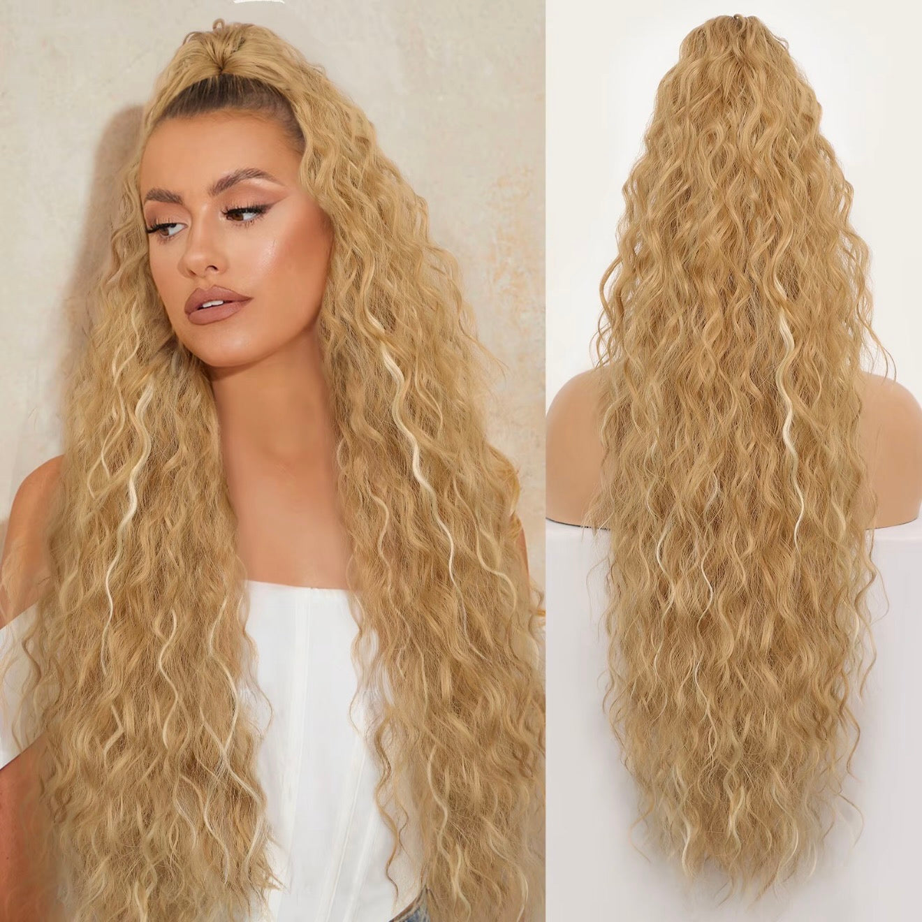 🩷LAST DAY PROMOTION - 50%OFF😍Curly Wavy Frizzy Hair Extension with Ponytail