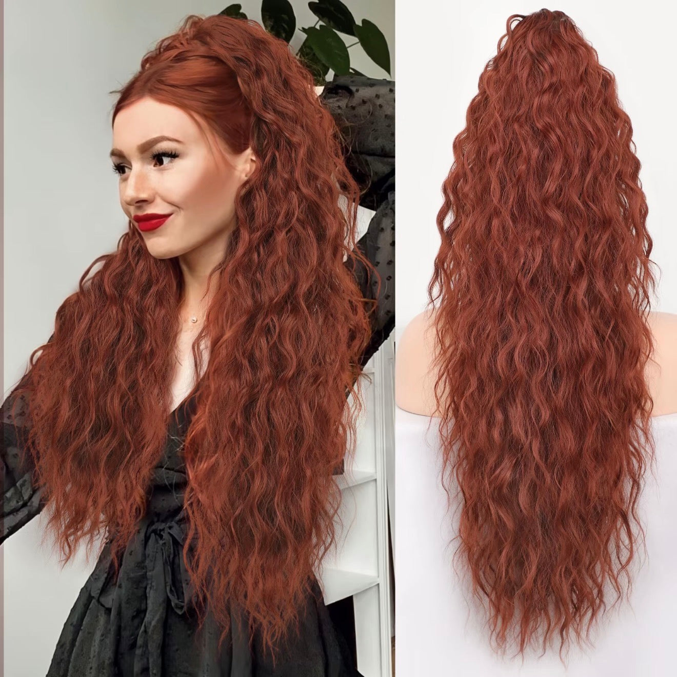 🩷LAST DAY PROMOTION - 50%OFF😍Curly Wavy Frizzy Hair Extension with Ponytail
