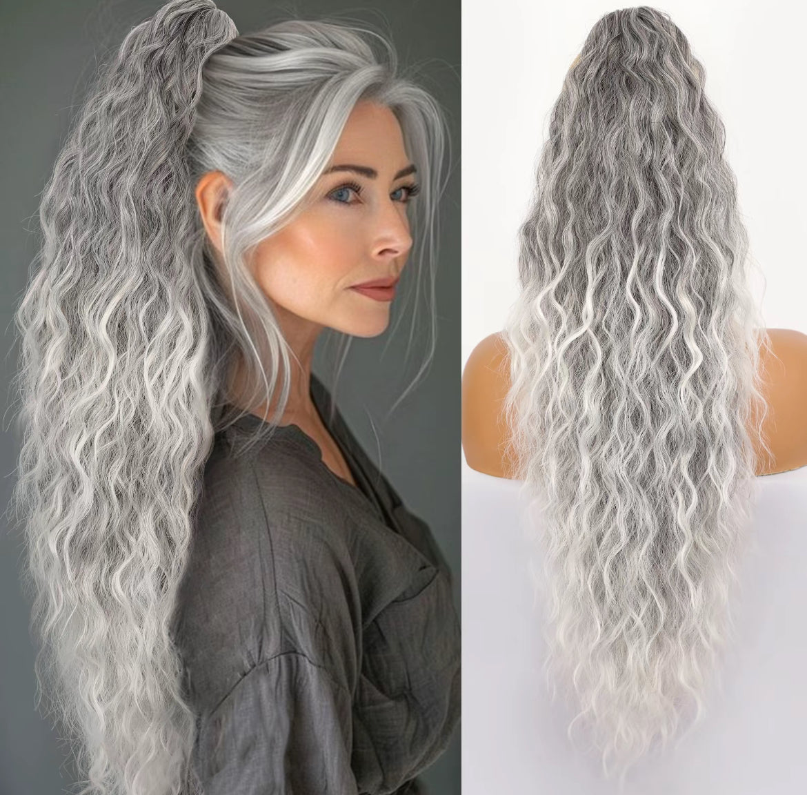 🩷LAST DAY PROMOTION - 50%OFF😍Curly Wavy Frizzy Hair Extension with Ponytail