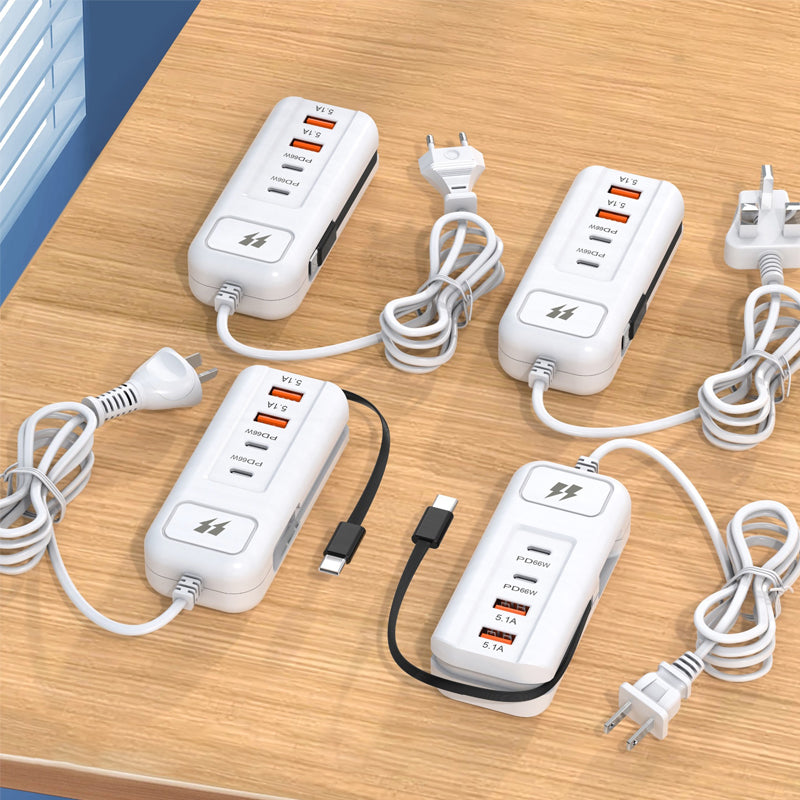 ⚡ Fast Charging Power Strip | Christmas SALE 50% OFF | 4-Port Smart Hub with 30-Min Boost & Surge Protection | Declutter Your Desk & Travel Setup 🎄✨