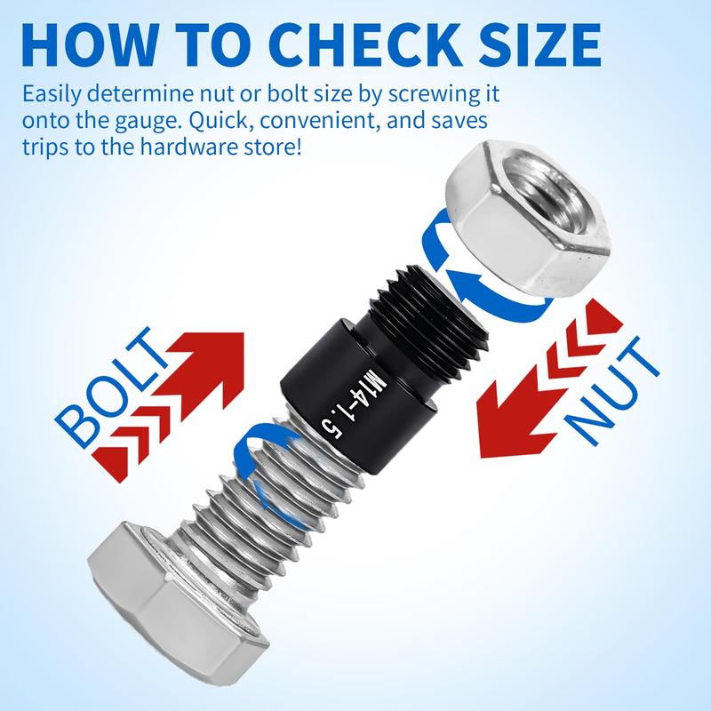 🔥44Pcs Alloy Nut and Bolt Thread Inspector, Charge-Free Thread Gauge, Metric and SAE Size Identification Tool for Inspection of Fixed Bolts or Threaded Holes