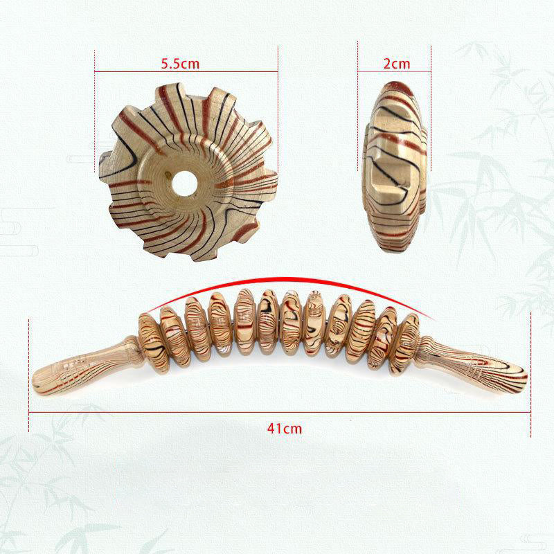 🔥12 Rollers Curved Wooden Massage Stick