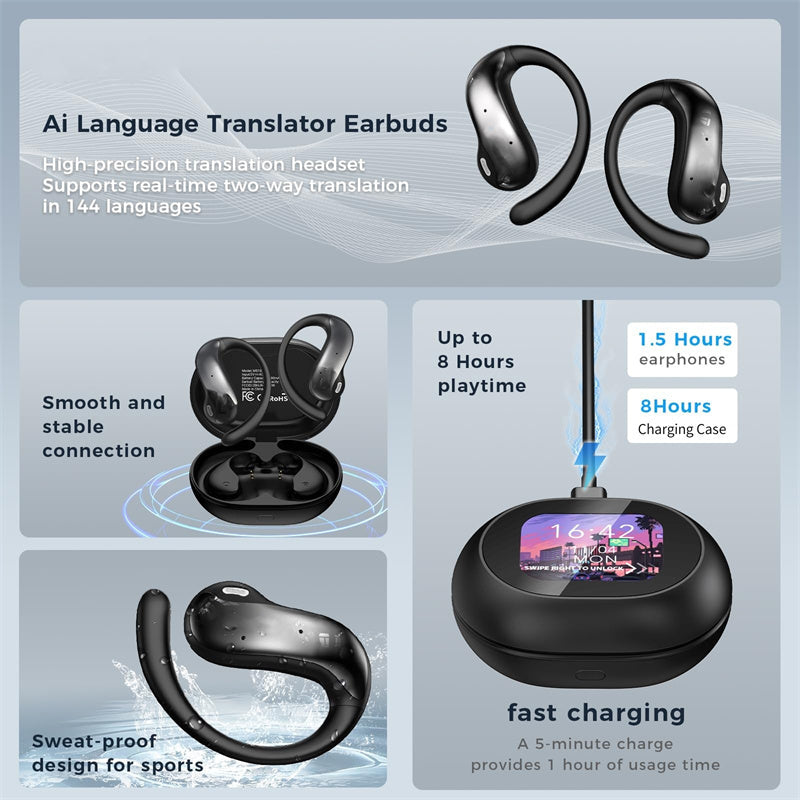 AI Language Translator Earbuds with Noise Reduction