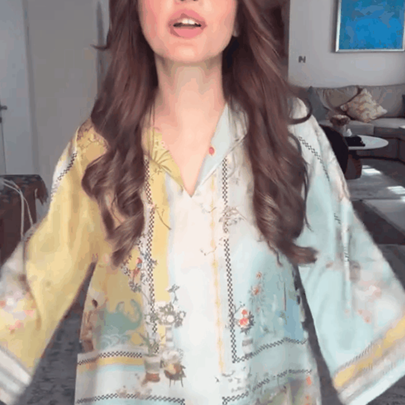 💚Digital Printed Trumpet Sleeves Print Cape Suit💚