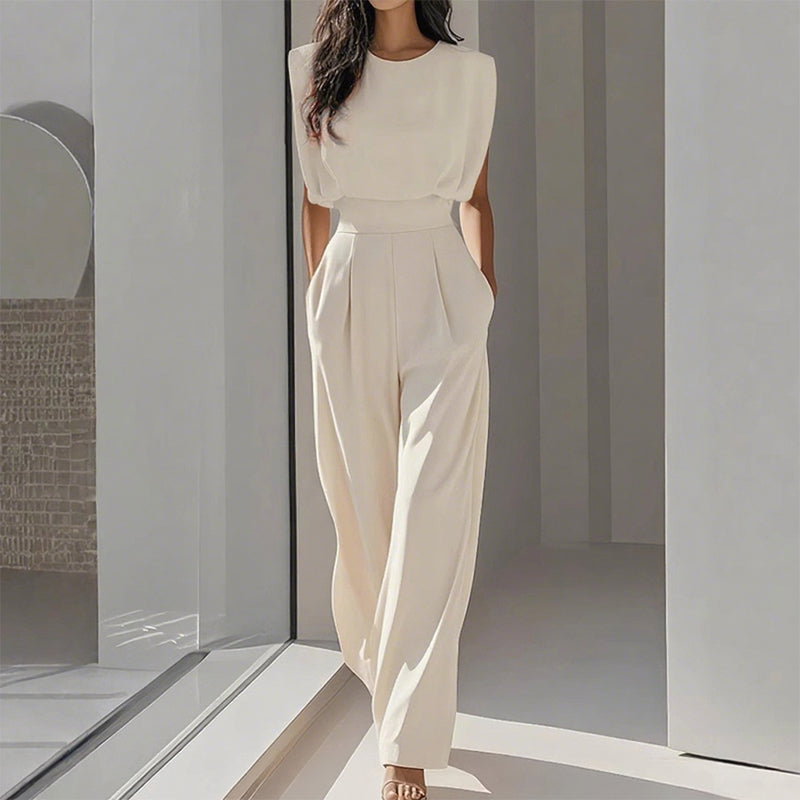 Solid Color Wide-Legged Jumpsuit for Women