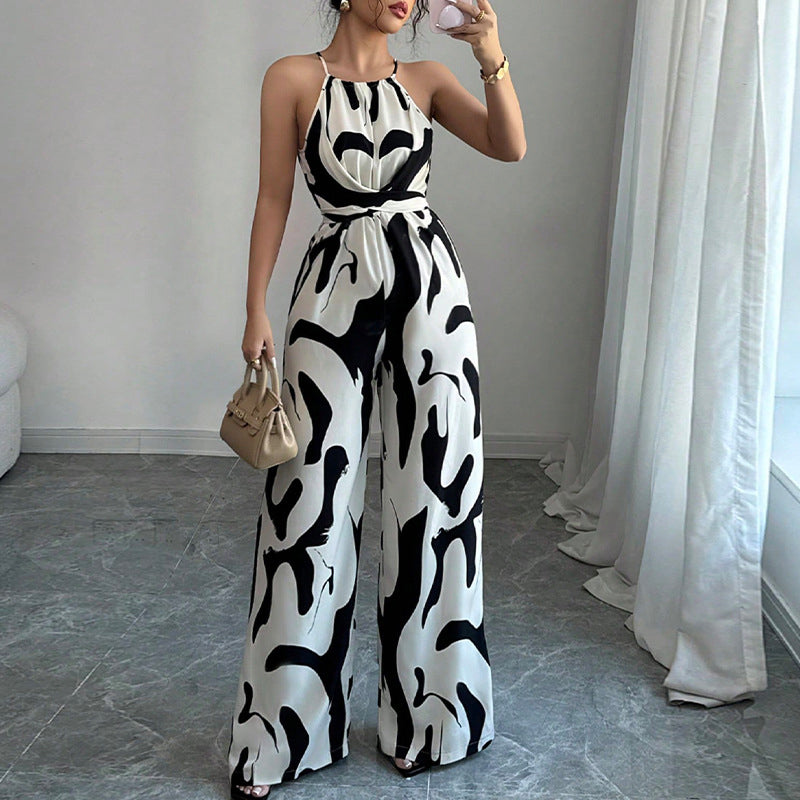 Fashion Color-Blocking Halter Jumpsuit
