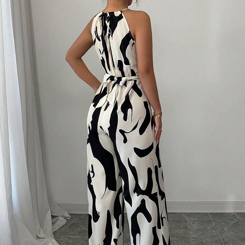 Fashion Color-Blocking Halter Jumpsuit
