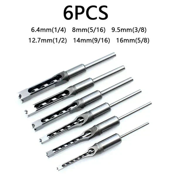 Square Hole Drill Woodworking Tools Auger Mortising Chisel Drill Set