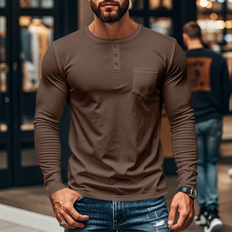 ⚡Black Friday Flash Deal!Men’s Slim Fit Henley Long Sleeve T-Shirt 🔥Direct 50% Off, King of Cost Performance!