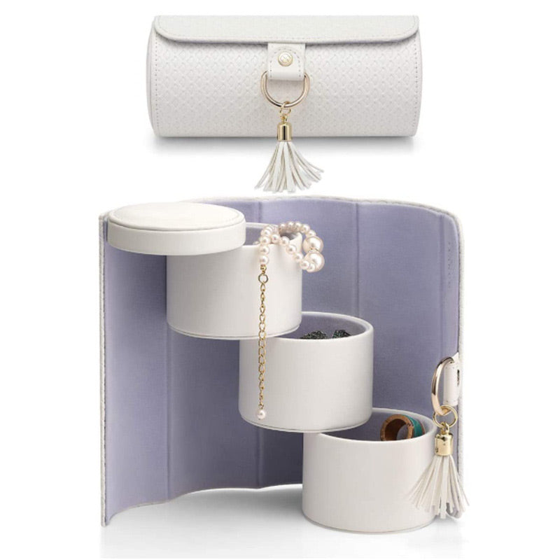 Cylindrical three-layer storage jewelry box