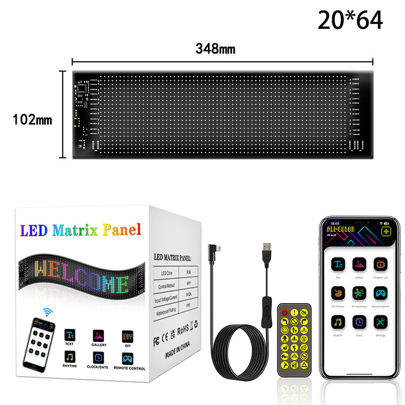 Multi-Use Flexible LED Sign Programmable Scrolling Text & Animation Display with APP-Control