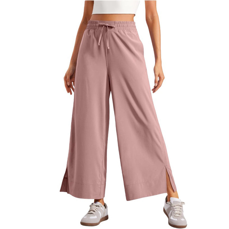 Women's Casual Wide-Leg Crop Pants with Pockets