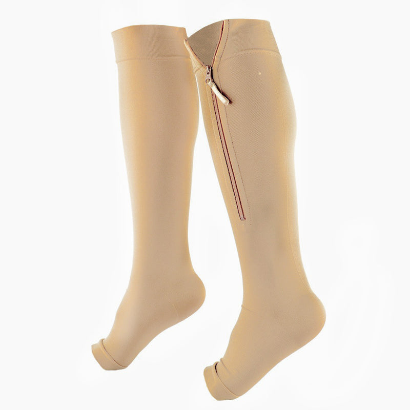 Knee-High Sports Support Socks with Zipper