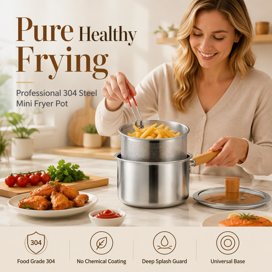 Multifunctional 304 Stainless Steel Frying Pot