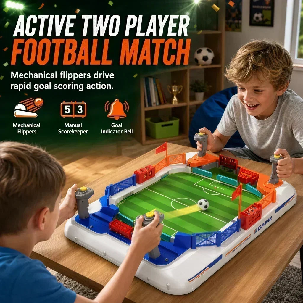 ⚽ Tabletop Football Game: 2-Player, Spring Flippers, Goal Bell, Screen-Free Fun