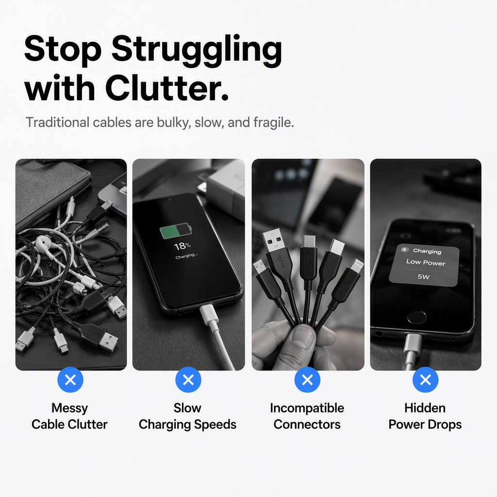 ⏳Time-Limited Special⏰4-in-1 Charging Cable with Digital Display & Keychain – Fast-Charging, Kink-Resistant & Compact