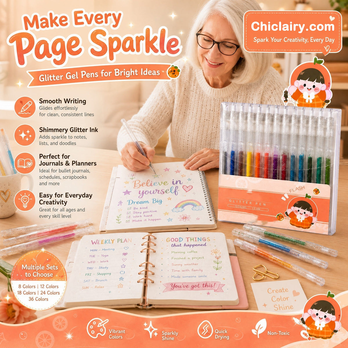 🎄🎁 Special Christmas Sale! 🎁Glitter Gel Pen Set – Smooth Writing 🎨