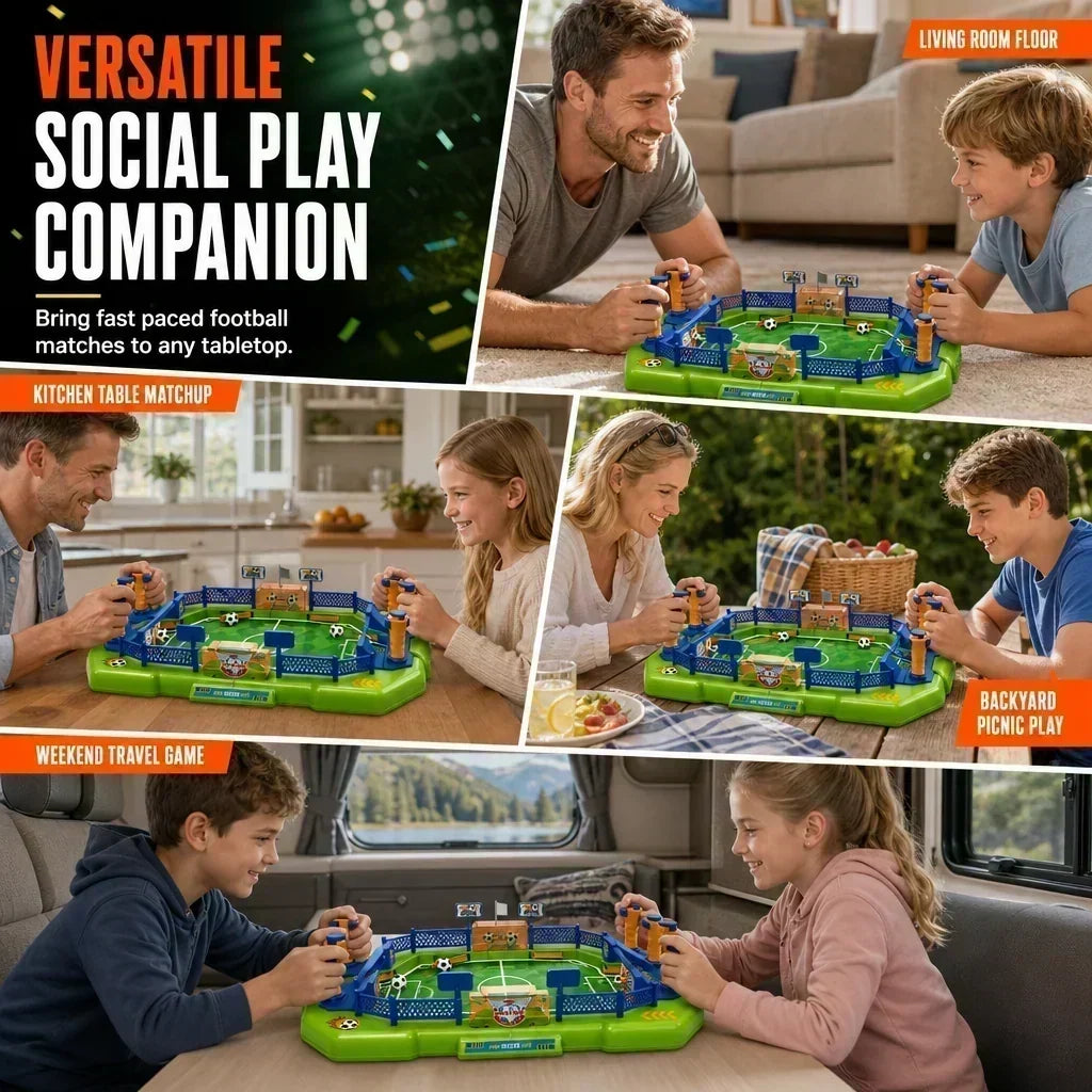⚽ Tabletop Football Game: 2-Player, Spring Flippers, Goal Bell, Screen-Free Fun