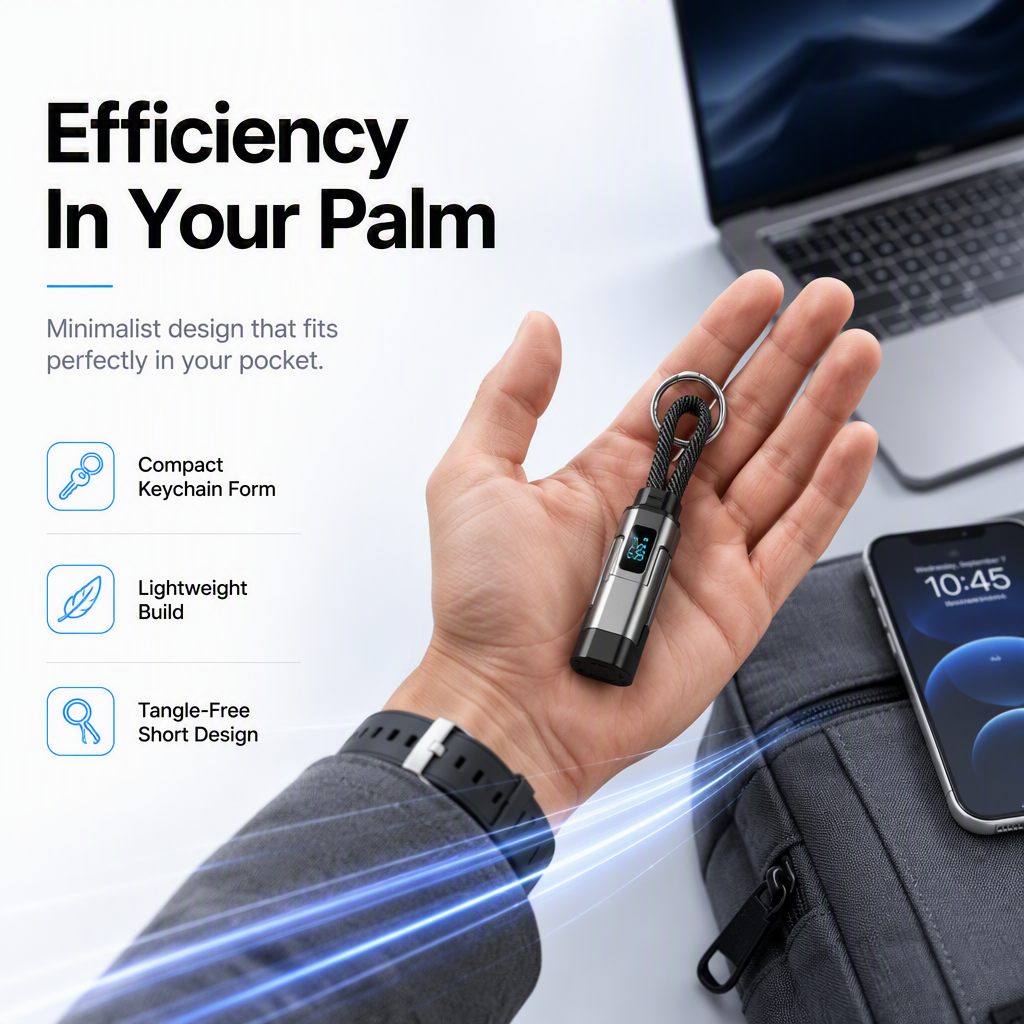 ⏳Time-Limited Special⏰4-in-1 Charging Cable with Digital Display & Keychain – Fast-Charging, Kink-Resistant & Compact