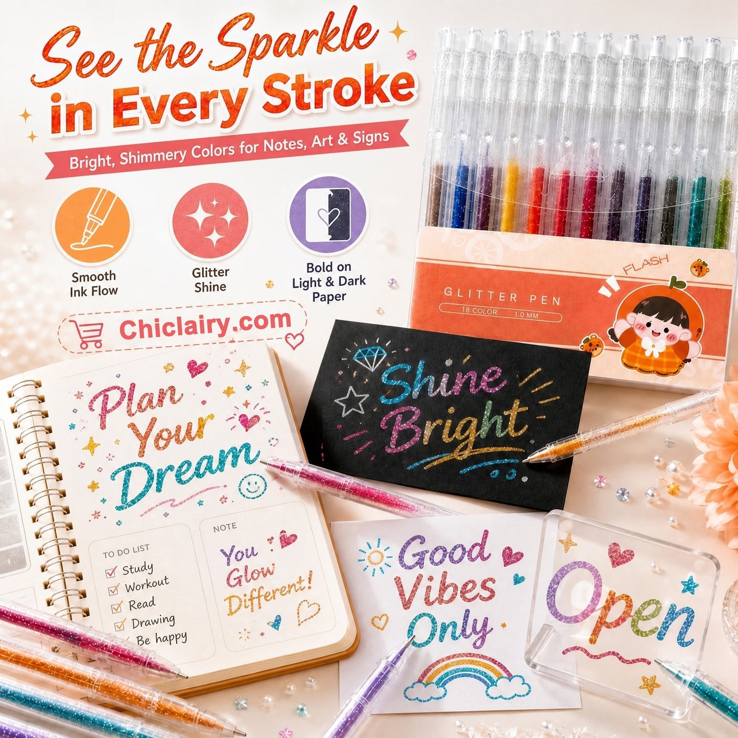 🎄🎁 Special Christmas Sale! 🎁Glitter Gel Pen Set – Smooth Writing 🎨