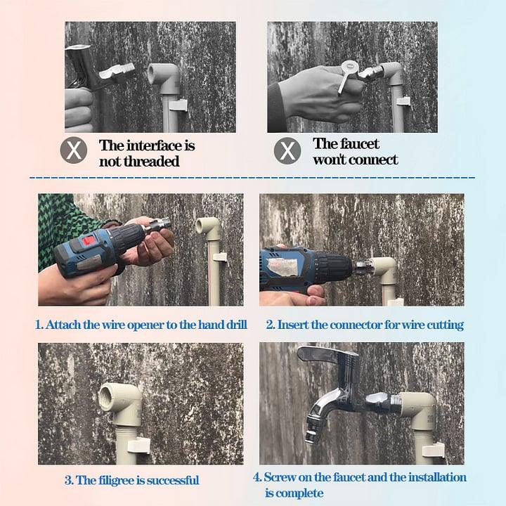 🔩✨Electric Drill Compatible PVC Pipe Threader Kit with Various Die Sizes🔥