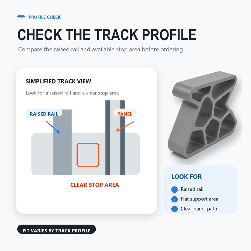 🥳Secure Track Door Stop – Absorbs impact, reduces slamming & protects rails. Compact locking design – fits sliding windows & balcony doors! 🛡️🔇