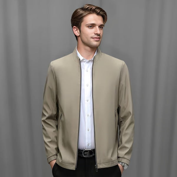 👑Essential Business Suit👑 Men's Standing Collar Zipper Casual Jacket+Credit card case