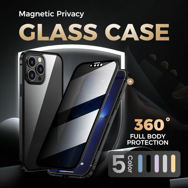 Magnetic double-sided anti-peep glass mobile phone case for iPhone