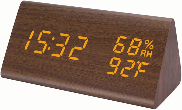 Wooden Alarm Clock WIth Temperature Humidity Sensor