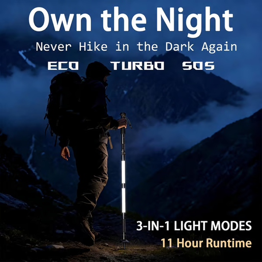 Luminous Tactical Trekking Poles – LED Lightweight Foldable Hiking Sticks