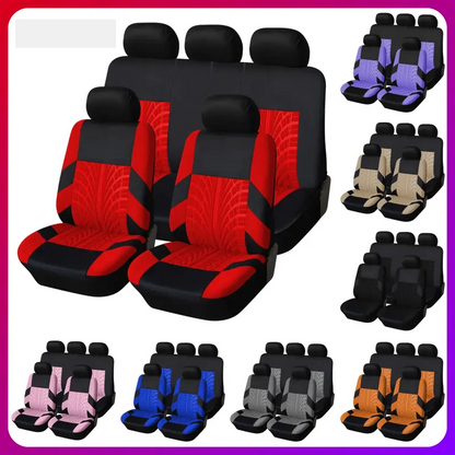 Car Seat Covers for 5 Seats Universal, Fabric Breathable Car Front & Rear Seat Protectors, Airbag Compatible, Full Protection, Fits Most Cars Trucks Vans SUVs, Red Gray Black Blue Seat Covers, Car Decor Gift, Truck Accessories, Car Interior Accessori