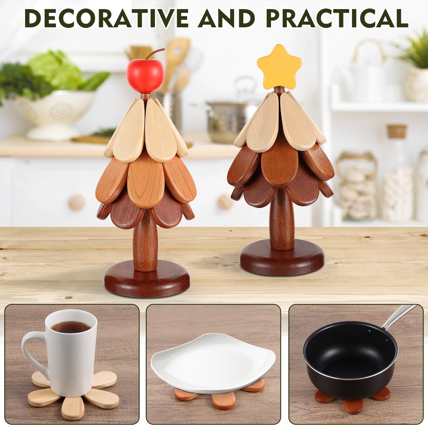 🌲Natural Wooden Tree Trivets for Hot Dishes