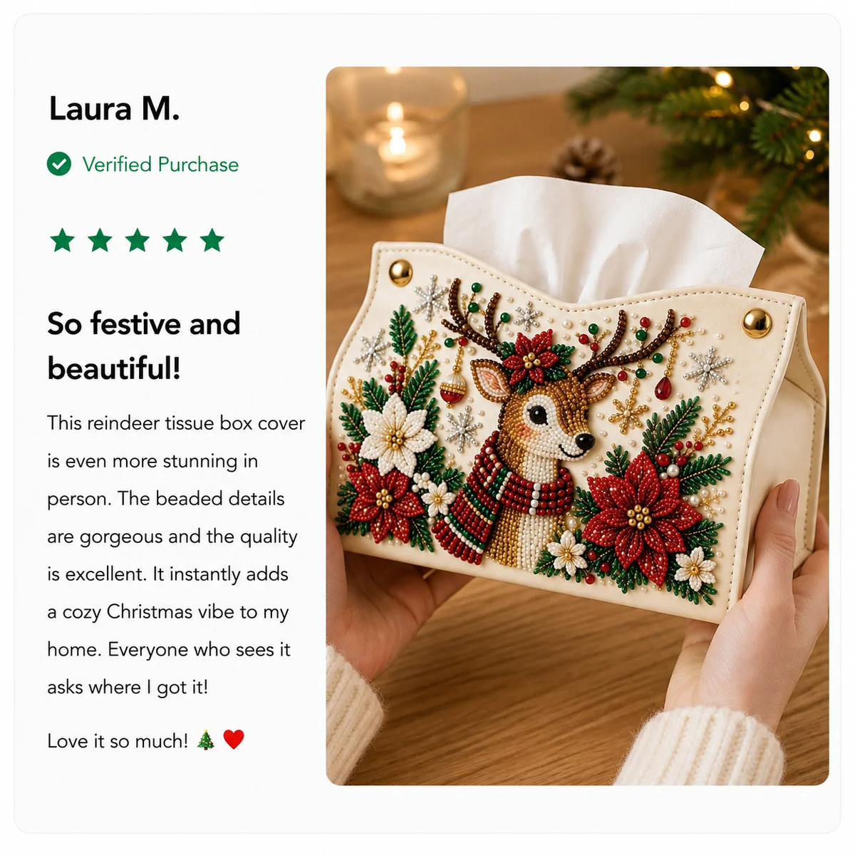 Christmas Elegance – Decorative Beaded Tissue Box Cover