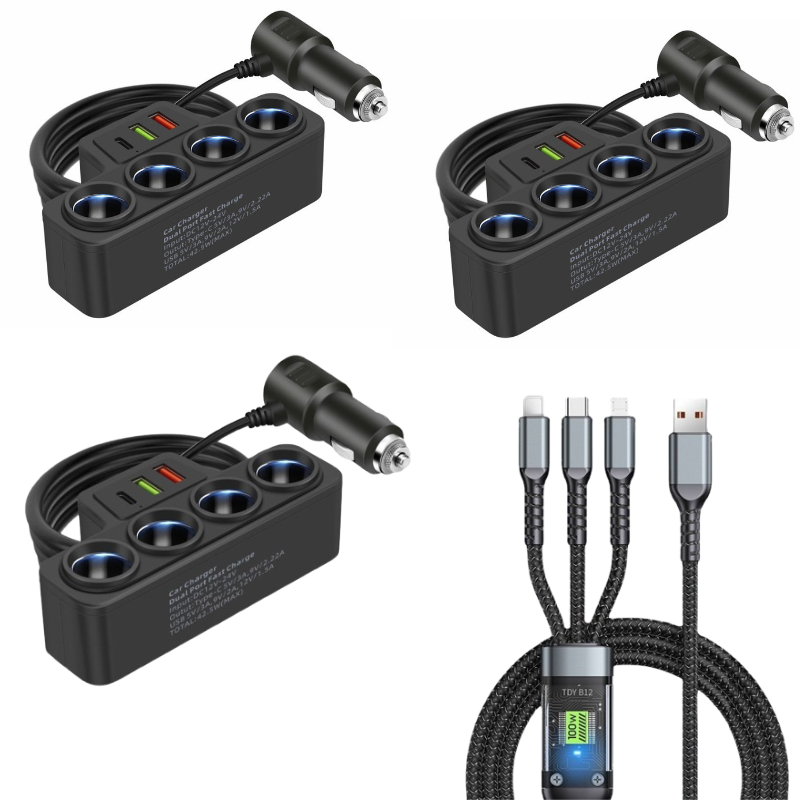 💥 50% OFF FLASH SALE! 7-in-1 Cigarette Lighter Adapter – Fast Charging + 4 USB Ports ⚡🚗 【Limited Time】