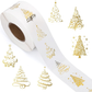 500pcs Transparent Gold Foil Christmas Stickers Roll