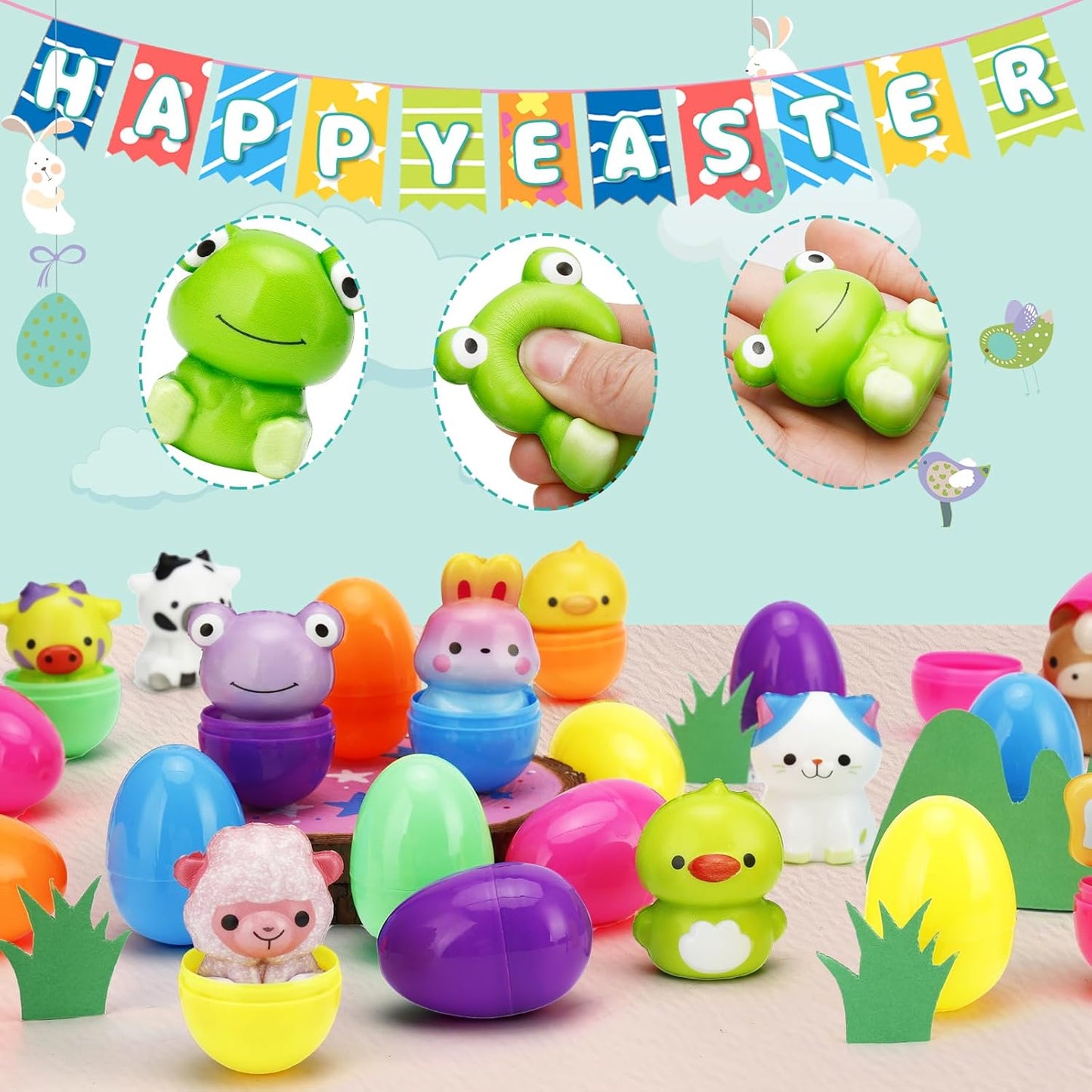 🔥Last Day Special Price ￡9.99!!⚡50K+ SOLD🎁12/24PCS Easter Eggs Prefilled Slow Rising Squishy Toys