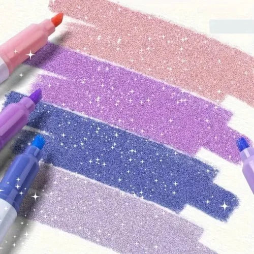 🖊️ 50% OFF NOW! ✨ Dual-Tip Glitter Marker Pen - Vibrant Colors for Art/Journaling/Scrapbooking, Non-Toxic & Quick-Drying 🎨📝