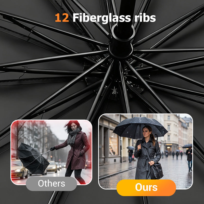 ☔✨🌧️💨 12-Rib Windproof Umbrella – Large Coverage, Compact Fold & Durable Frame for Heavy Rain & Wind. Over 13,847 Dry Days Guaranteed!✨
