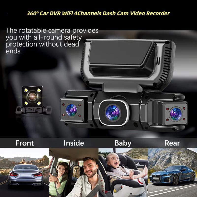 360° Car DVR WiFi 4Channels Dash Cam Video Recorder(SD card is not included)