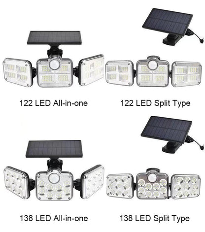🎁Hot Sale 50% OFF🔥Solar Outdoor Lights 138LED Security Lights,3 Heads Dimmable SpotLights with 3 Modes,IP65 Waterproof