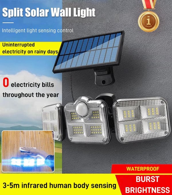 🎁Hot Sale 50% OFF🔥Solar Outdoor Lights 138LED Security Lights,3 Heads Dimmable SpotLights with 3 Modes,IP65 Waterproof