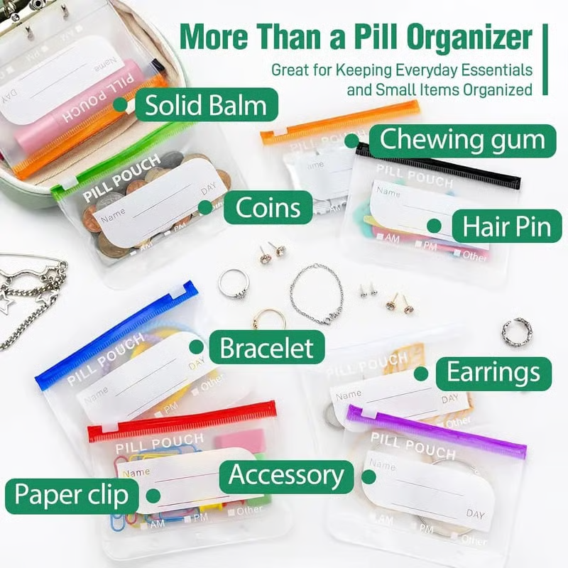 💊 A8 Waterproof Pill Organizer – 14 Large Zippered Pouches for A8 Binder