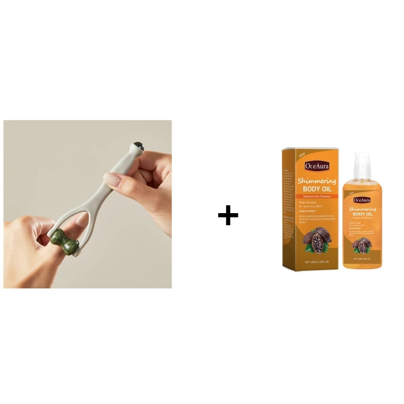 Natural Stone Massage Set: Scraping Board, Finger Clip & Egg-Shaped Massager