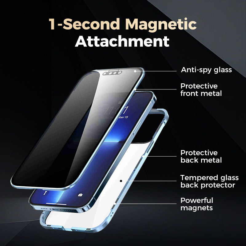 Magnetic double-sided anti-peep glass mobile phone case for iPhone
