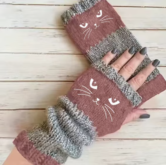 🎁Last Day Promotion 49% OFF🐱 Cute Women’s Knitted Cat Gloves — For Warm Hands & Free Fingers🧶